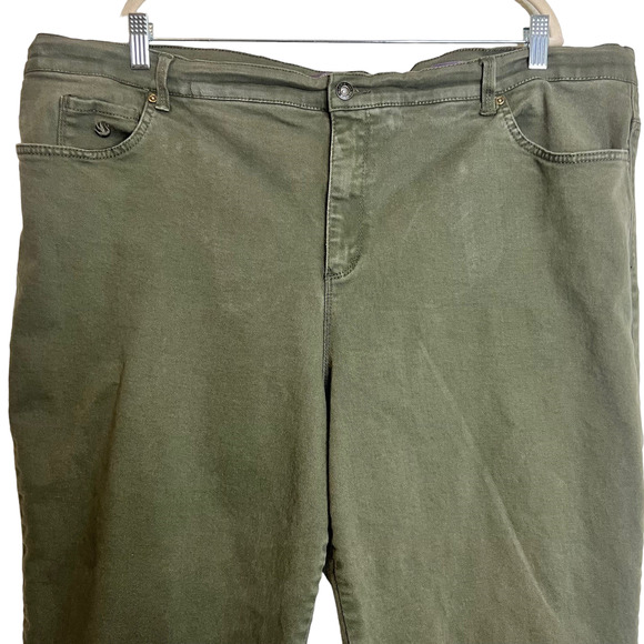 Gloria Vanderbilt Womens Amanda Jeans 24W Short Olive Green Straight Leg - Picture 2 of 7